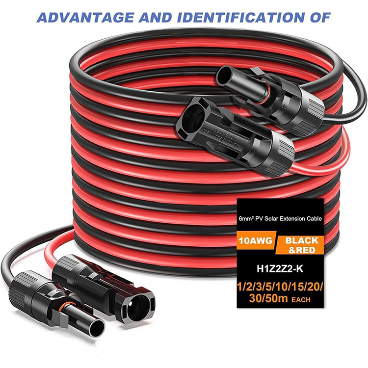 Mazishi ya Moja kwa Moja 10AWG Kebo ya Upanuzi wa Jua 50Ft